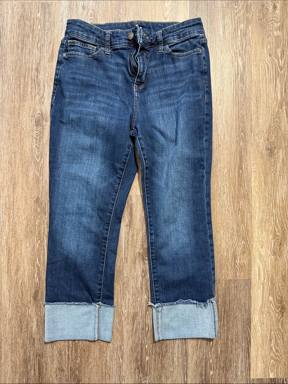 Dark Blue Cuffed Women's Jeans